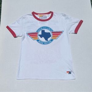2018 Aviator Nation Austin City Limits Music Festival White and Red Ringer Tee